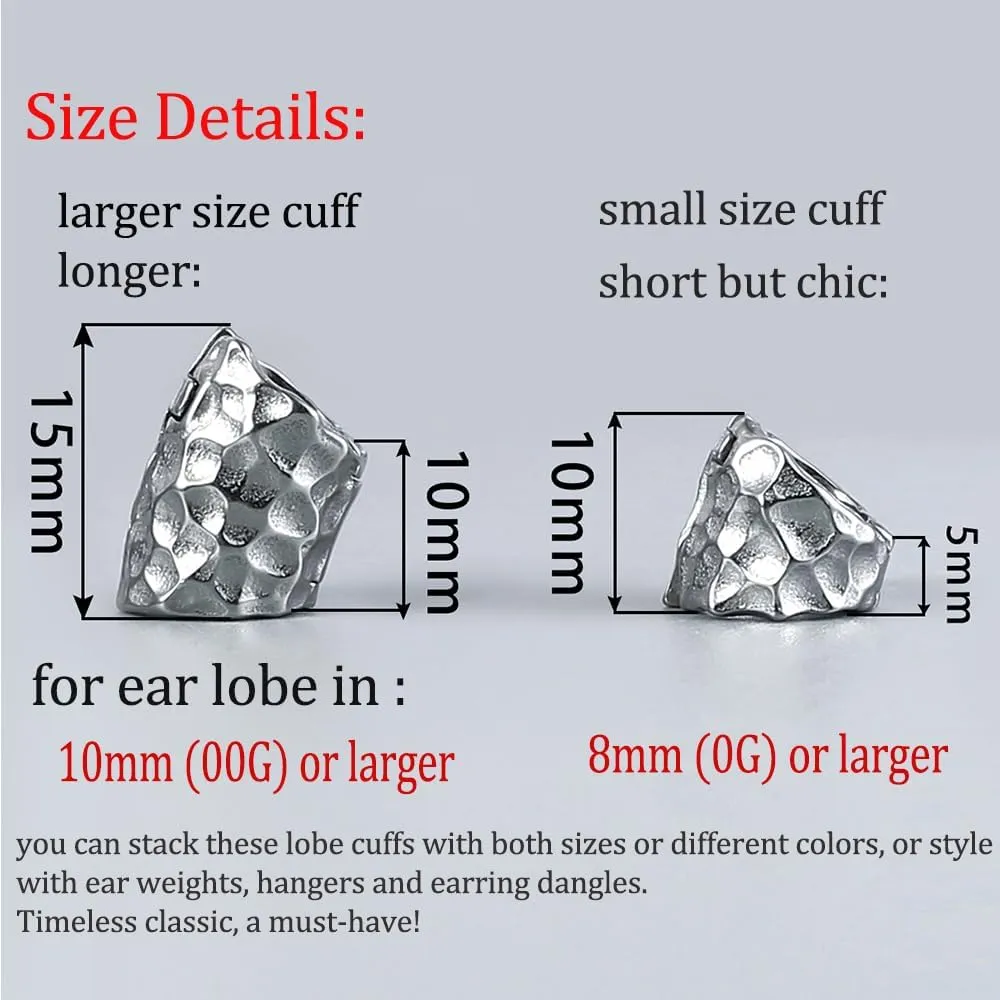 Casvort 2 PCS Hypoallergenic 316 Stainless Steel 00G Ear Cuff for Stretched Lobe Simple Ear Gauges Plugs for Weights Earring Studs Clip on Cartilage Body Piercing Jewelry