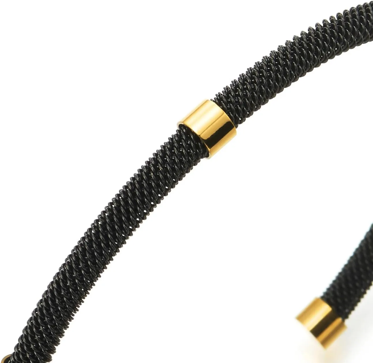 COOLSTEELANDBEYOND Thin Stainless Steel Mesh Cable Cuff Bangle Bracelet with Tube Beads, for Men Women
