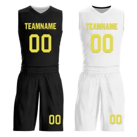 Custom Black White Classic Style Reversible Basketball Uniform Personalized BBJR-D017048