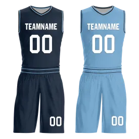 Custom Blue Classic Style Reversible Basketball Uniform Personalized BBJR-D017032