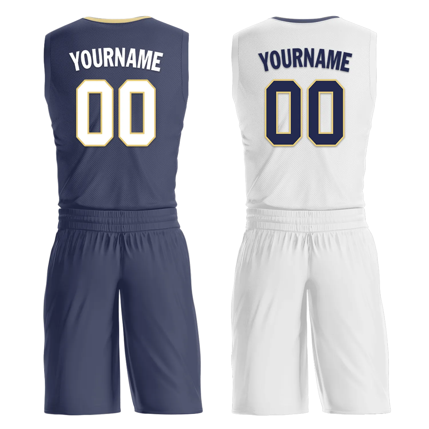 Custom Blue White Classic Style Reversible Basketball Uniform Personalized BBJR-D017050
