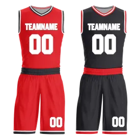 Custom Red Black Classic Style Reversible Basketball Uniform Personalized BBJR-D017025