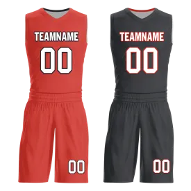 Custom Red Black Classic Style Reversible Basketball Uniform Personalized BBJR-D017038