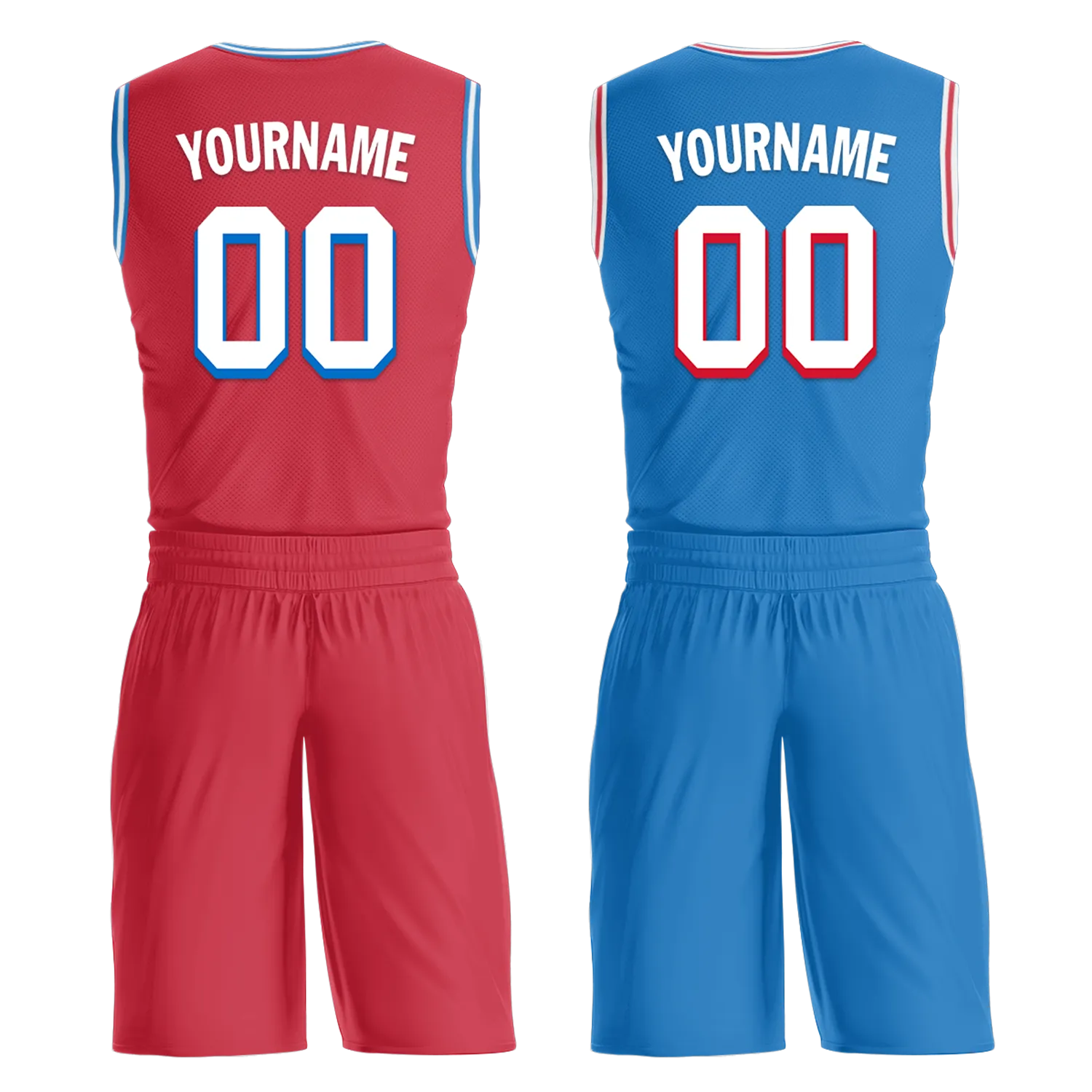 Custom Red Blue Classic Style Reversible Basketball Uniform Personalized BBJR-D017022