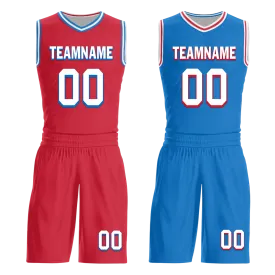 Custom Red Blue Classic Style Reversible Basketball Uniform Personalized BBJR-D017022
