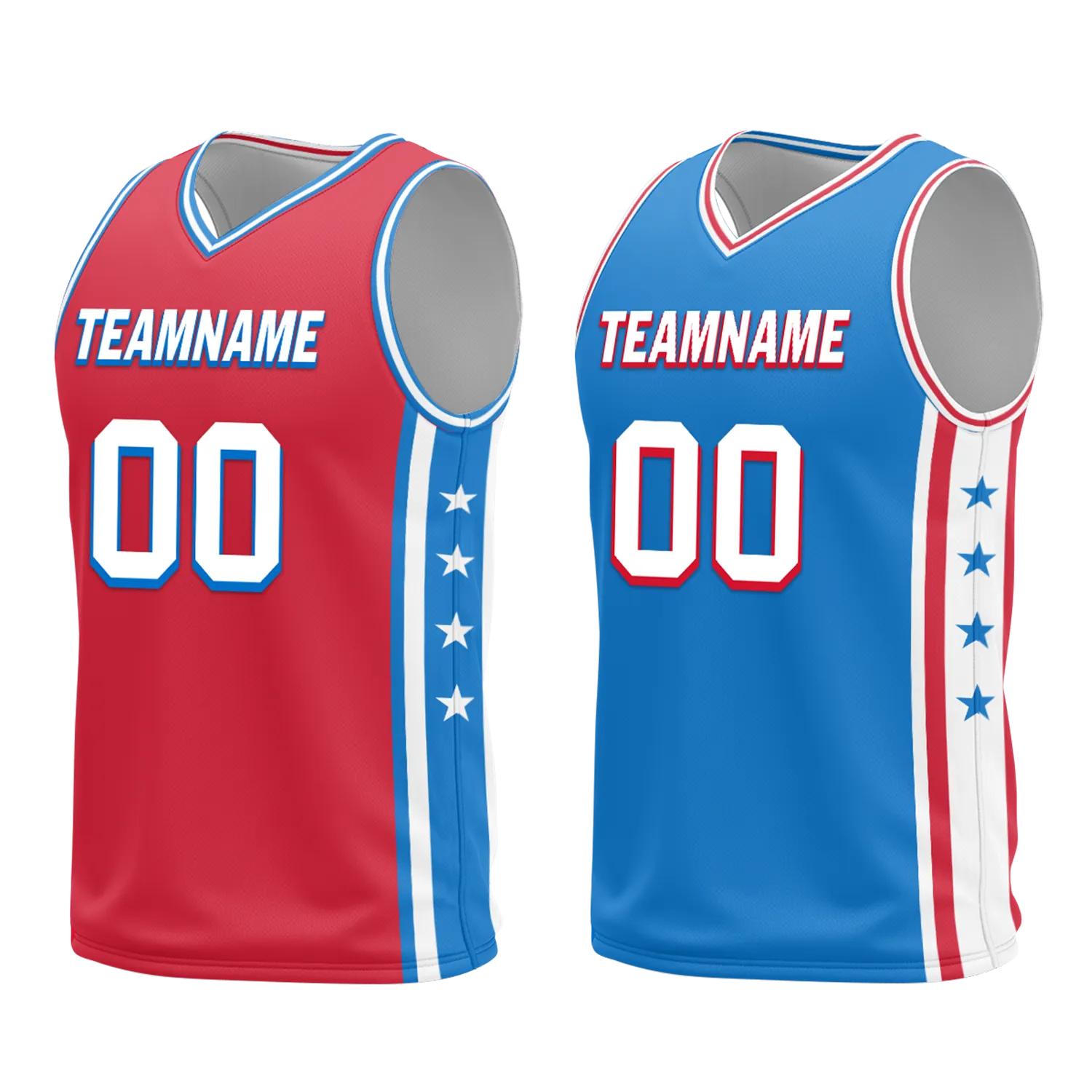 Custom Red Blue Classic Style Reversible Basketball Uniform Personalized BBJR-D017022