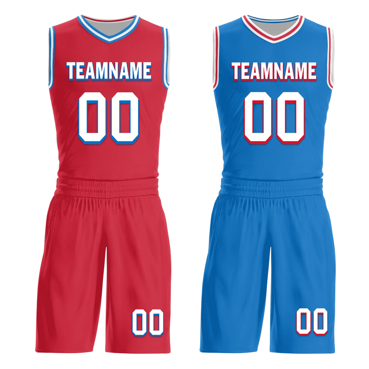 Custom Red Blue Classic Style Reversible Basketball Uniform Personalized BBJR-D017022