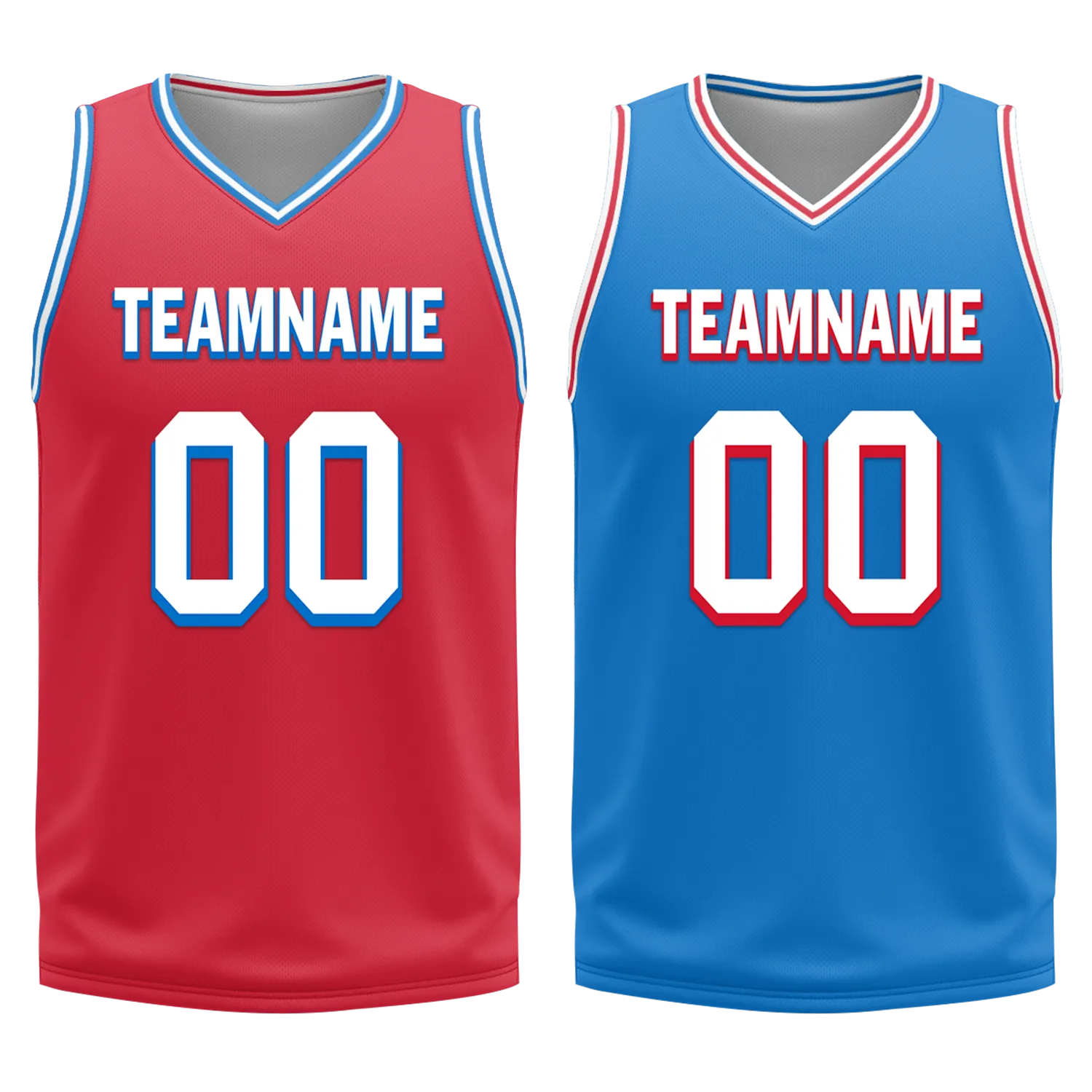 Custom Red Blue Classic Style Reversible Basketball Uniform Personalized BBJR-D017022