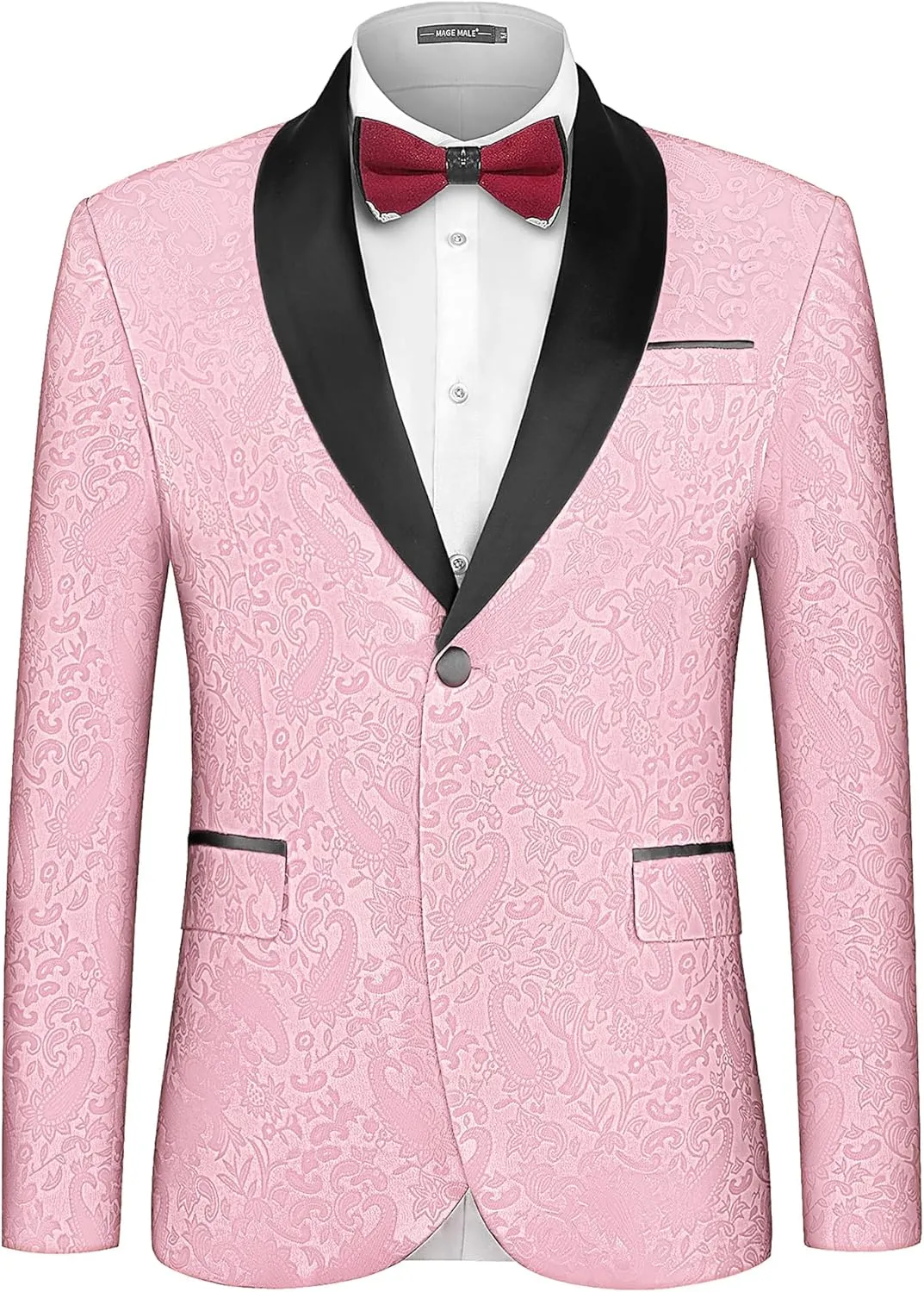 MAGE MALE Mens Floral Tuxedo Jacket Paisley Shawl Lapel One Button Blazer Jacket Slim Fit Dinner Party Prom Tuxedo