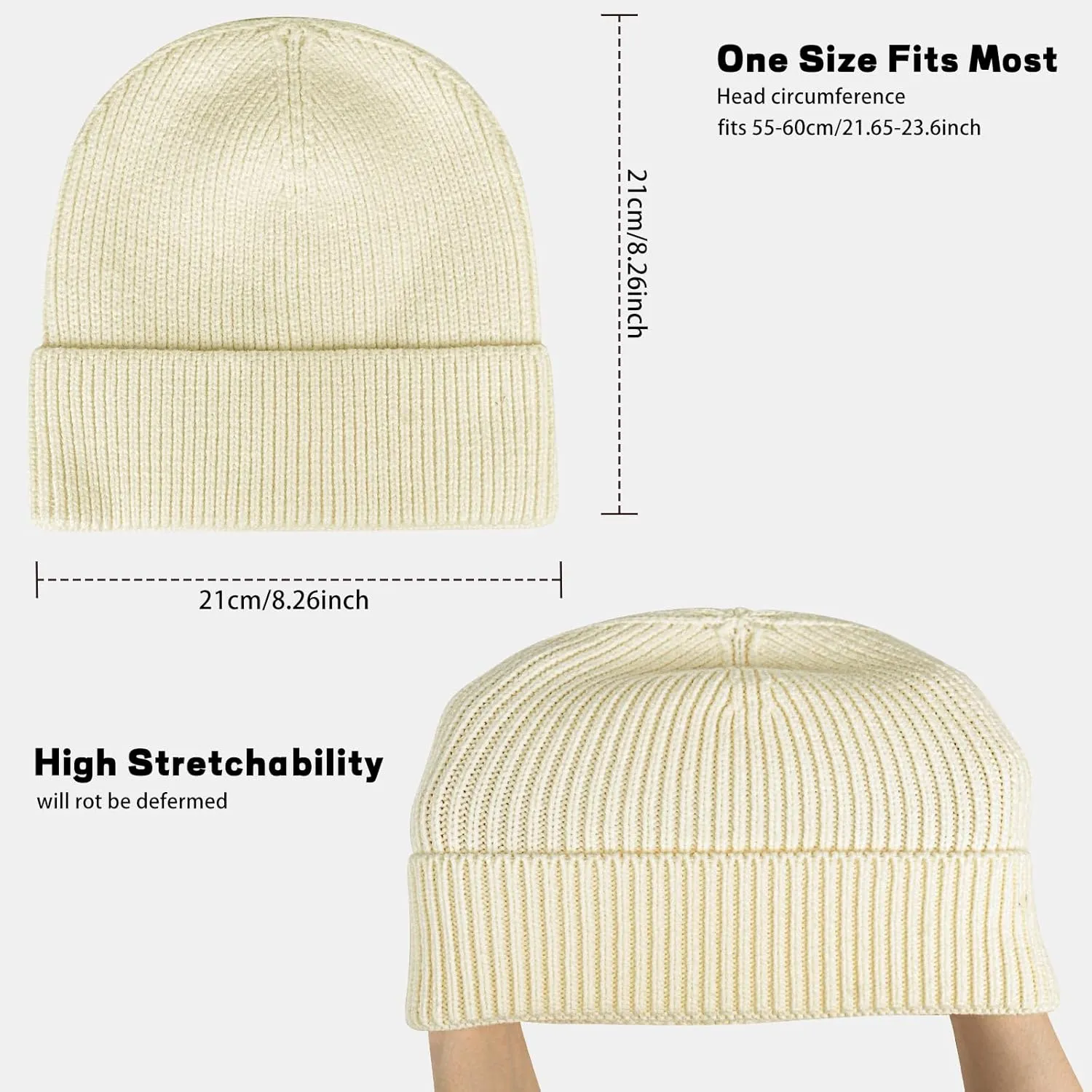 Rosoz 1 & 2 Packs Beanie for Men Women Warm Winter Hats Knit Acrylic Soft Cuffed Beanies Cap Daily Beanie Hat Unisex